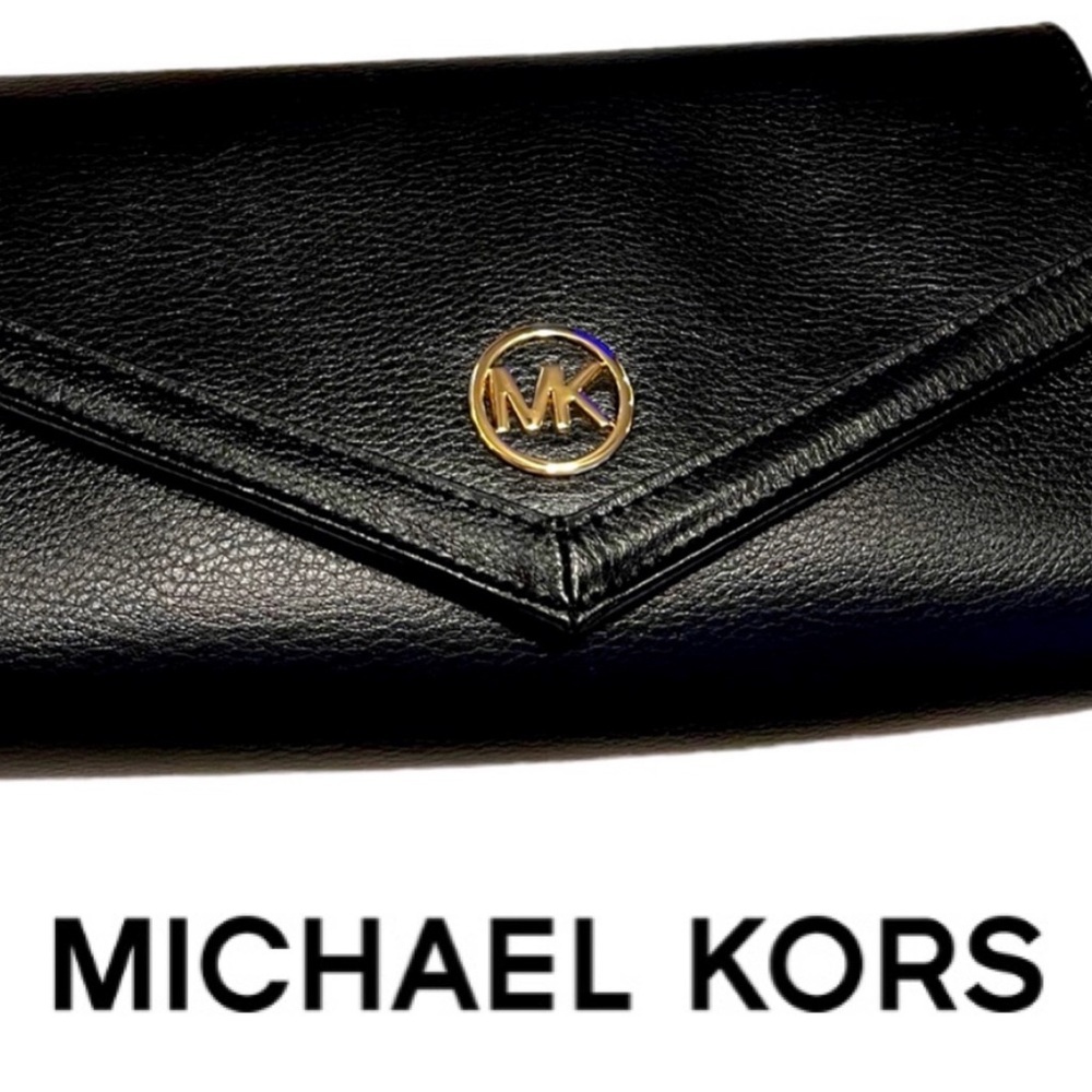 Michael Kors Black Leather Belt/Travel Bag with Signature Logo in Gold Tone ✨